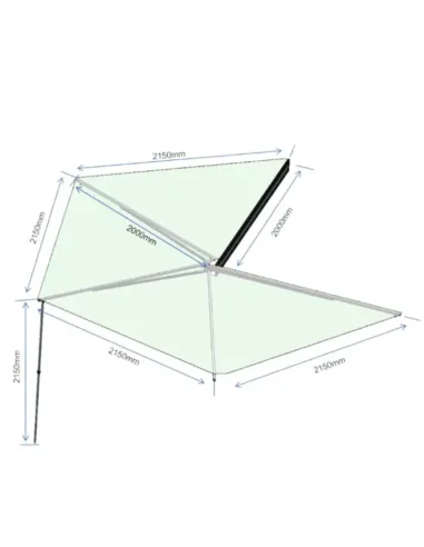 270º Seitenmarkise Braguscamp (2,0m) Grau PREMIUM - Rechte Seite