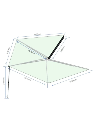 Auvent Latéral de 270º Braguscamp (2,0m) Gris PREMIUM - Côté Droit