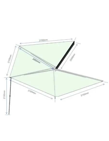 Toldo Lateral de 270º Braguscamp (2,0m) Cinza PREMIUM - Lado Direito