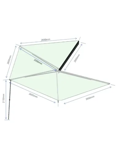 270º Side Awning 2.5m Grey Premium Right – UV & Rain