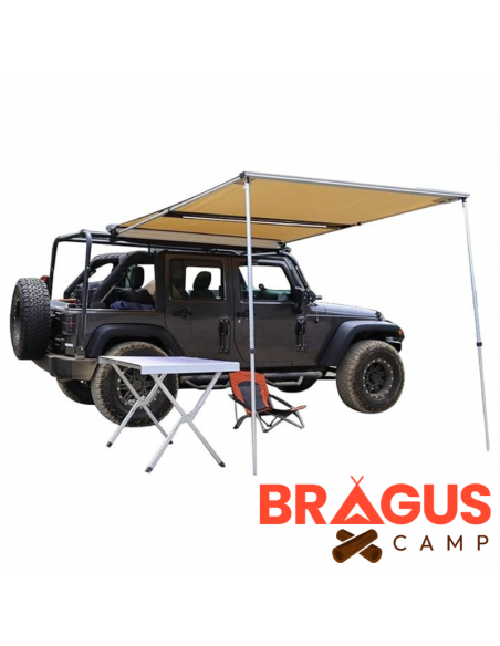 BRAGUSCAMP 4x4 Camper Markise 2,5x2,5m LED UV50+ Khaki