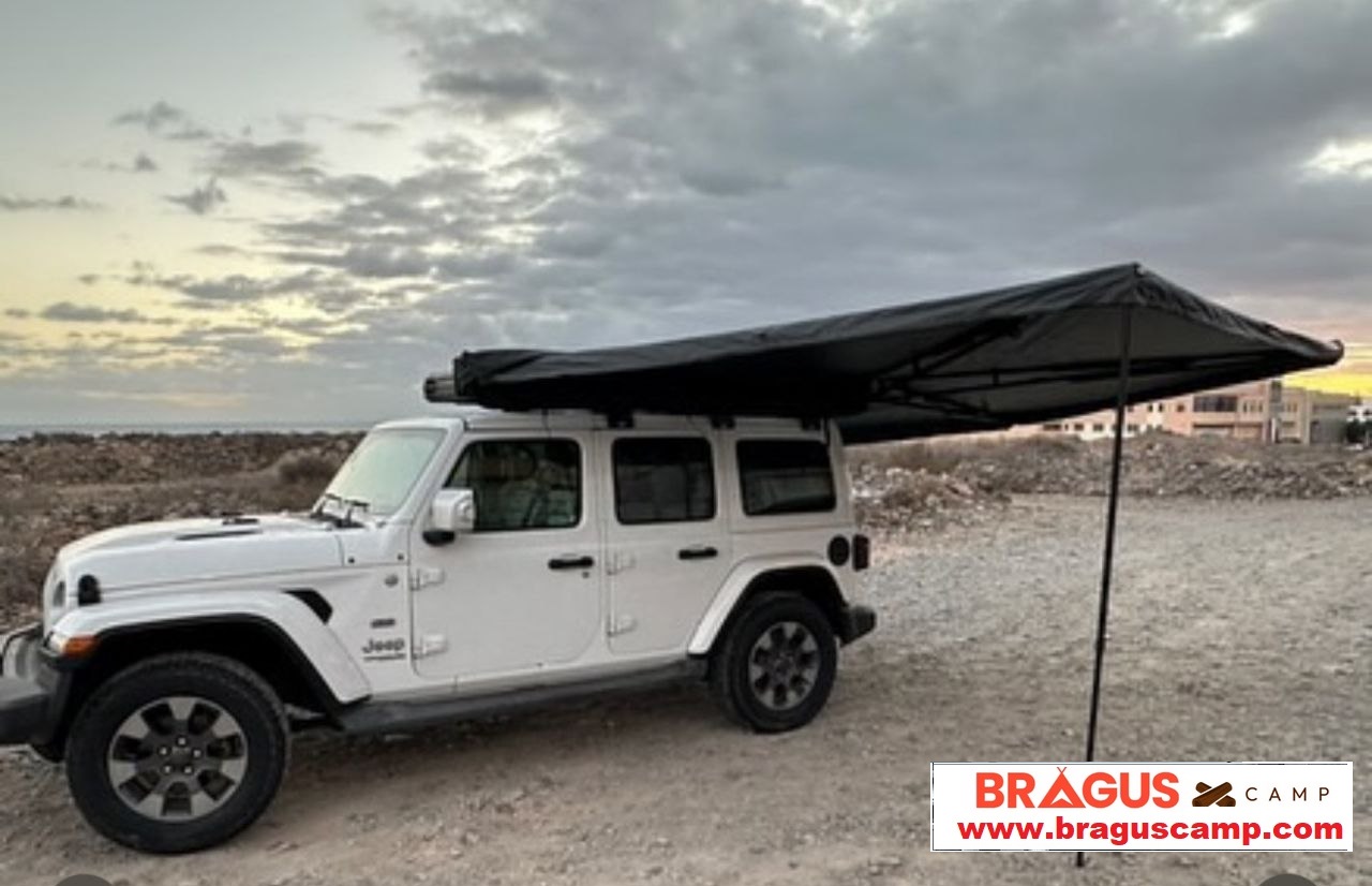 Toldo BRAGUSCAMP 4x4 Camper con Luz LED – 2,5x2,5m Gris Oscuro