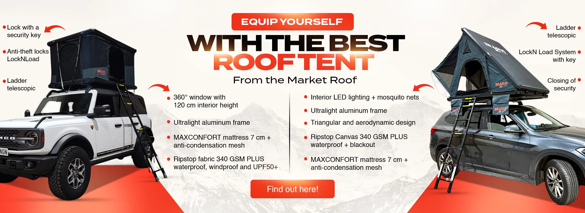 BRAGUSCAMP - Car roof tent