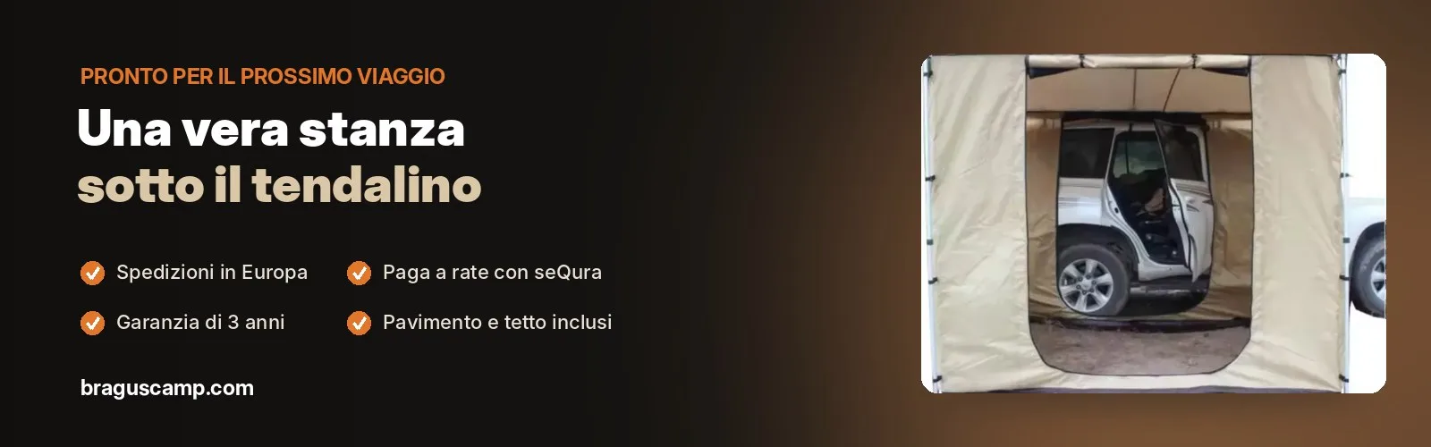 Aggiungi una stanza completa al tuo tendalino da 2 x 2,5 m