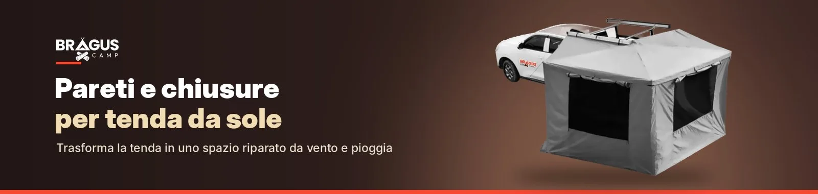 Pareti e chiusure Braguscamp per tende da sole 180º e 270º